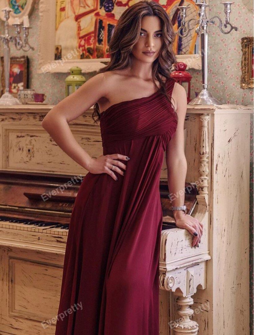 Everpretty Ruched Bodice One Shoulder Cape Dress Women s Fashion Dresses Sets Evening dresses gowns on Carousell