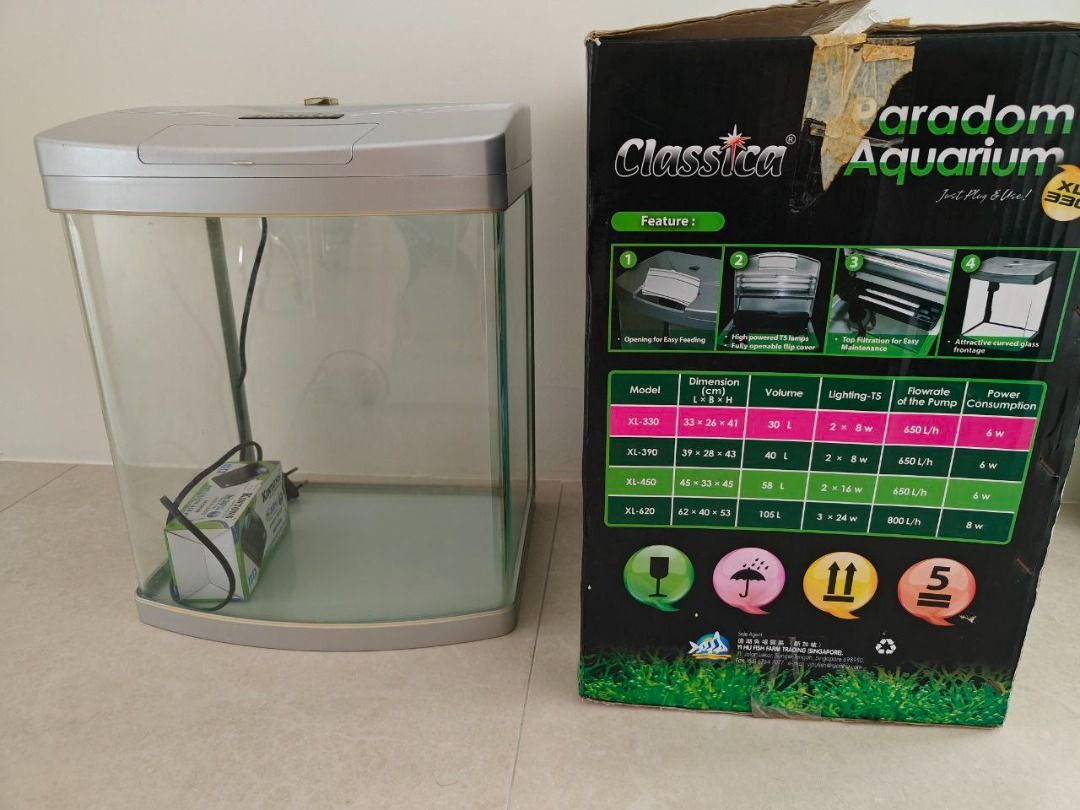 Fish Tank 1Ft Large Glass XL330 Classica Paradom Aquarium with Kintons