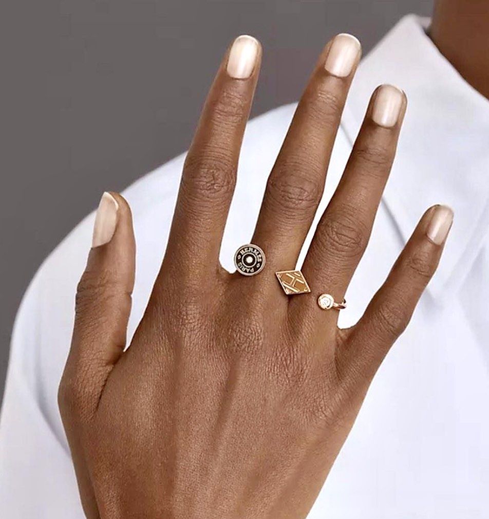 Hermes gambade double diamond ring 18k rose gold Carousell