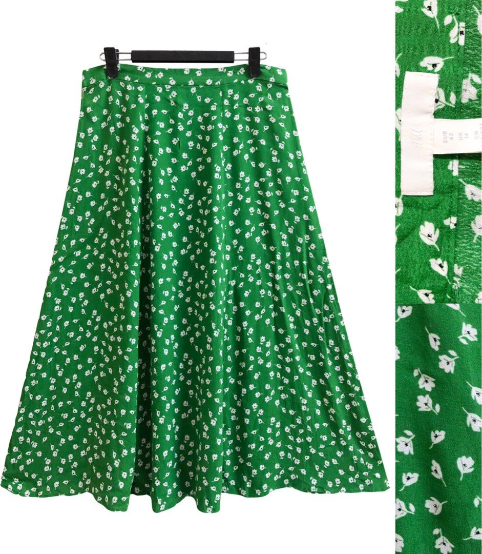 H M floral midi skirt