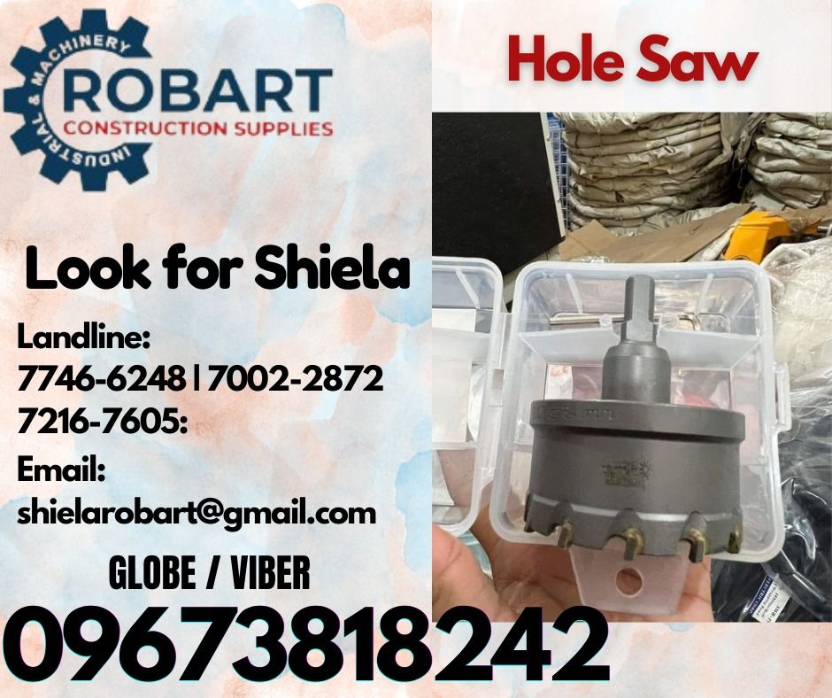 Hole Saw (Category: Construction Tools & Equipment) located in Caloocan City. Submitted by shielaroba44709 (Listing ID 1324972159, Image 1). Description: Hole Saw Brand: power craft Size: 44mm 𝑹𝑶𝑩𝑨𝑹𝑻 𝑪𝑶𝑵𝑺𝑻𝑹𝑼𝑪𝑻𝑰𝑶𝑵 𝑺𝑼𝑷𝑷𝑳𝑰𝑬𝑺 Office Address: 1405 Yuseco St. Sta Cruz Manila SEND US MESSAGE FOR INQUIRIES ‼️ ‼️ Call: 09673818242 / 09662708845 Vibr - (09673818242) Landline: (𝟩𝟩𝟦𝟨-𝟨𝟤𝟦𝟪) / (𝟩𝟢𝟢𝟤-𝟤𝟪𝟩𝟤) / (𝟩𝟤𝟣𝟨-�