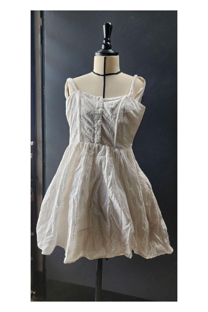 Jack Wills White Cotton Lace Dress Corset Body Lining