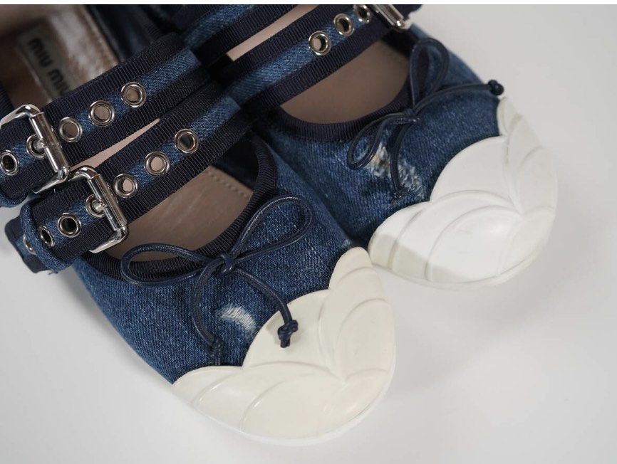 Miu miu denim shoes clearance