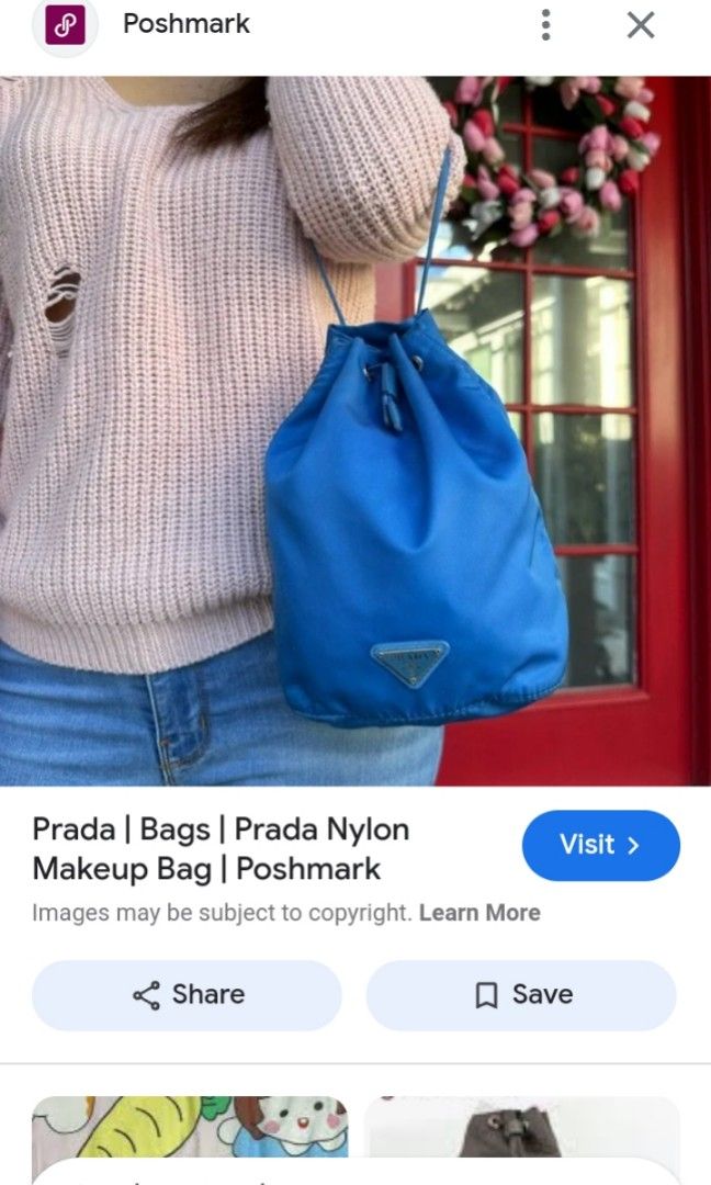 PRADA POUCH HAND BAG BLUE (Category: Luxury Bags & Wallets) located in Puerto Princesa. Submitted by lotsstuff (Listing ID 1325028094, Image 1). Description: in excellent condition price 1499+sf used.