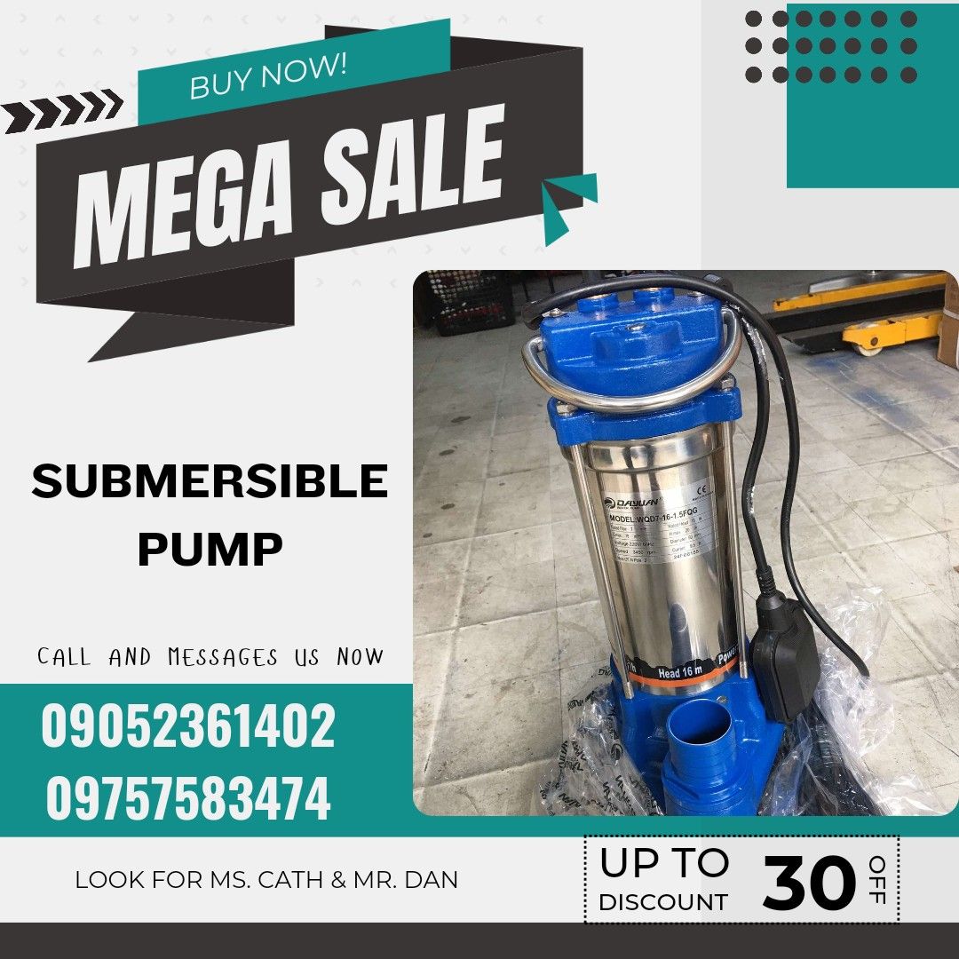SUBMERSIBLE PUMP (Category: Construction Tools & Equipment) located in Manila. Submitted by cathvesta_sales (Listing ID 1324965016, Image 1). Description: .