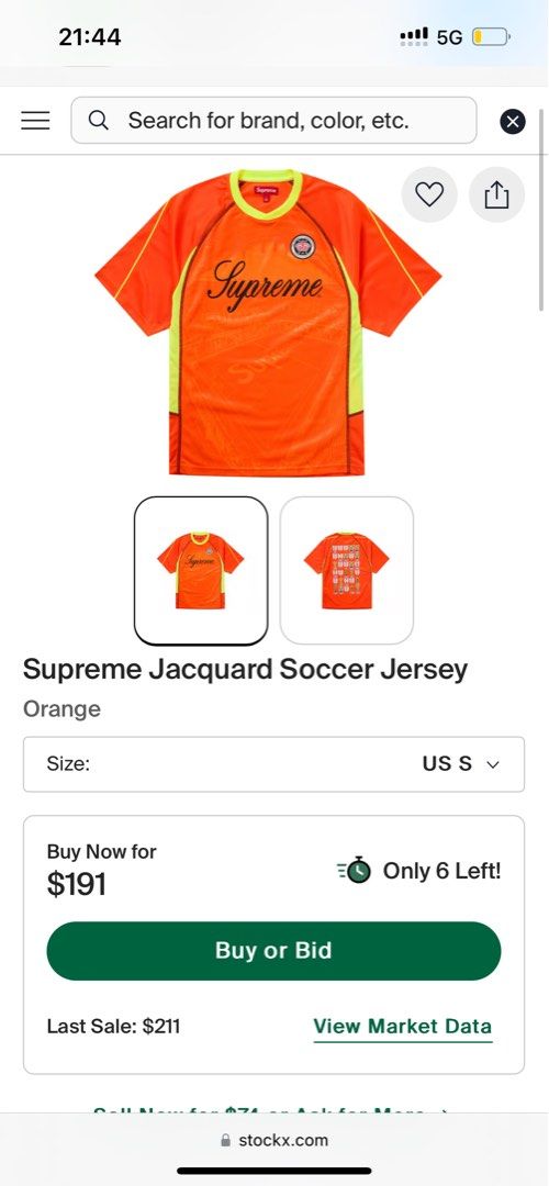 Supreme Jacquard Soccer Jersey (Orange), Men's Fashion, Tops