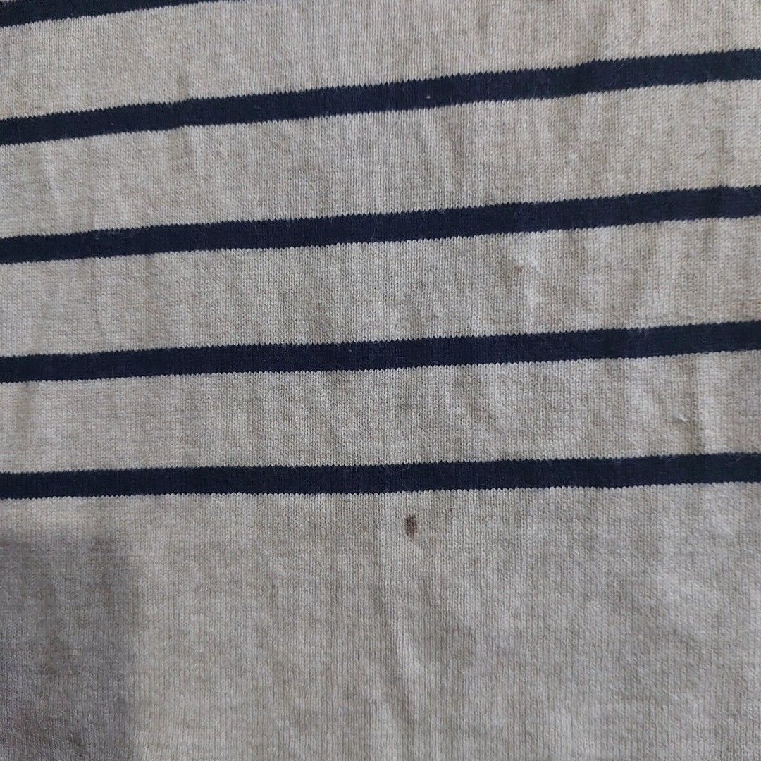 Uniqlo striped long sleeve (Category: Tshirts & Polo Shirts ) located in Marikina City. Submitted by cj_declutter (Listing ID 1324998637, Image 3). Description: defects: small stain & hole in lower front, not really noticeable. see photos for ref..