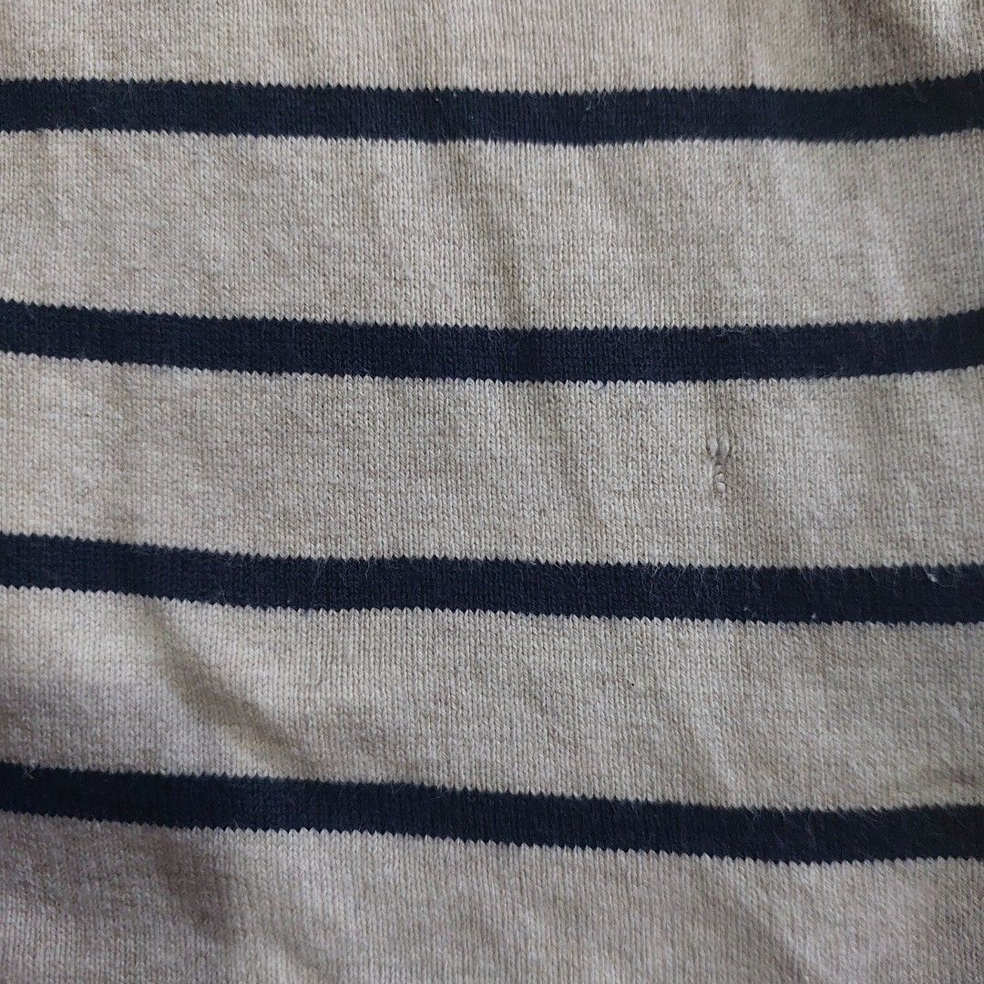 Uniqlo striped long sleeve (Category: Tshirts & Polo Shirts ) located in Marikina City. Submitted by cj_declutter (Listing ID 1324998637, Image 2). Description: defects: small stain & hole in lower front, not really noticeable. see photos for ref..