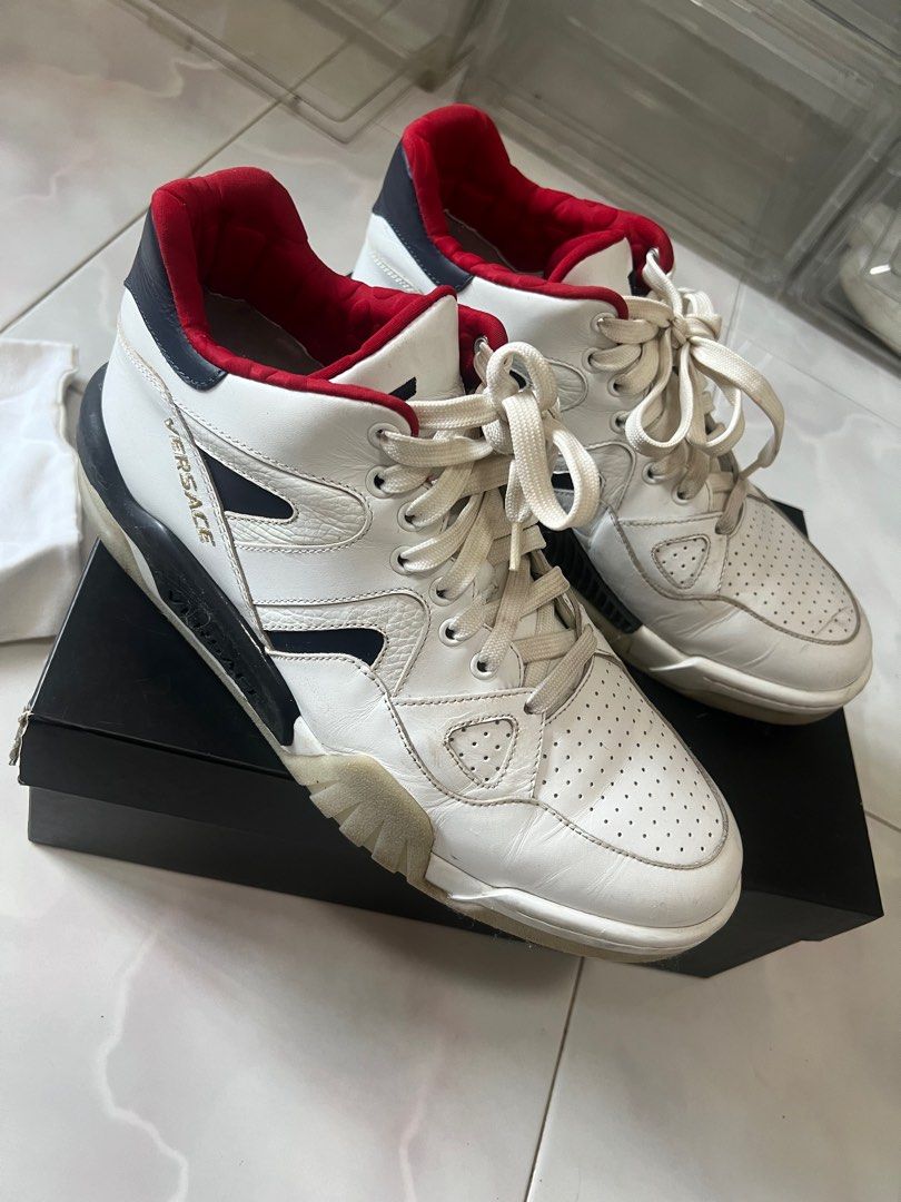 Versace white trainers hot sale