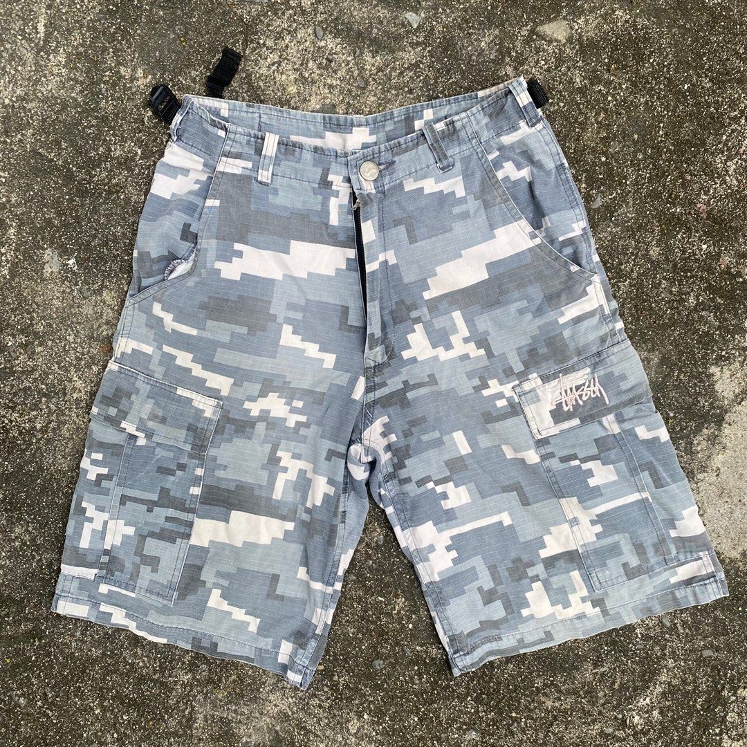 Vintage 90s Stussy Camo Cargo Pants, Fesyen Pria, Pakaian