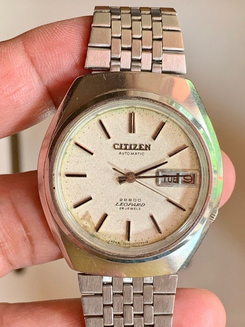 Vintage Citizen Leopard Super Beat 8 (Category: Men's Watches) located in Cebu City. Submitted by boyrey (Listing ID 1325037952, Image 1). Description: Citizen Leopard vph 28800 Production year 1973 37.5mm case size 18mm lug width All original watch head Original Citizen bracelet Automatic movement In good working condition Keeps good time Item in Cebu City This vintage Citizen was a competitor to King Seiko back in the 70’s. .