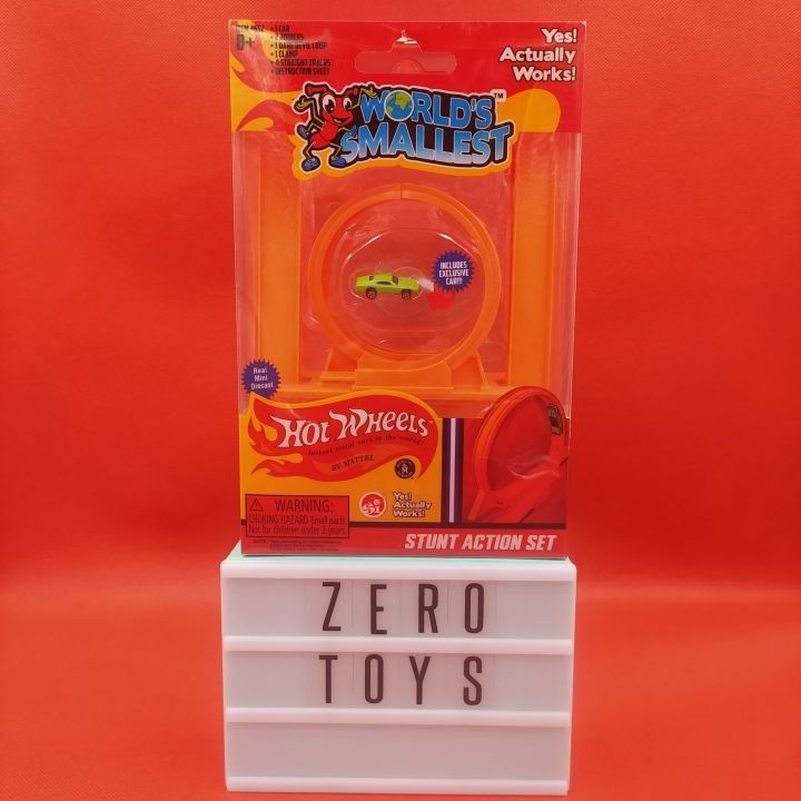 World's Smallest: Hot Wheels Mini World Stunt Action Set (Category: Vehicle & Diecast Models) located in Makati City. Submitted by twentyfourteen (Listing ID 1324985372, Image 1). Description: World's Smallest: Hot Wheels Mini World Stunt Action Set Includes 1 Car 2 Joiners 1 Dare Devil Loop 1 Clamp 4 Straight Tracks Instruction Sheet About this item World's Smallest diecast of the fastest metal cars in the world! Includes an exclusive car. Yes! 