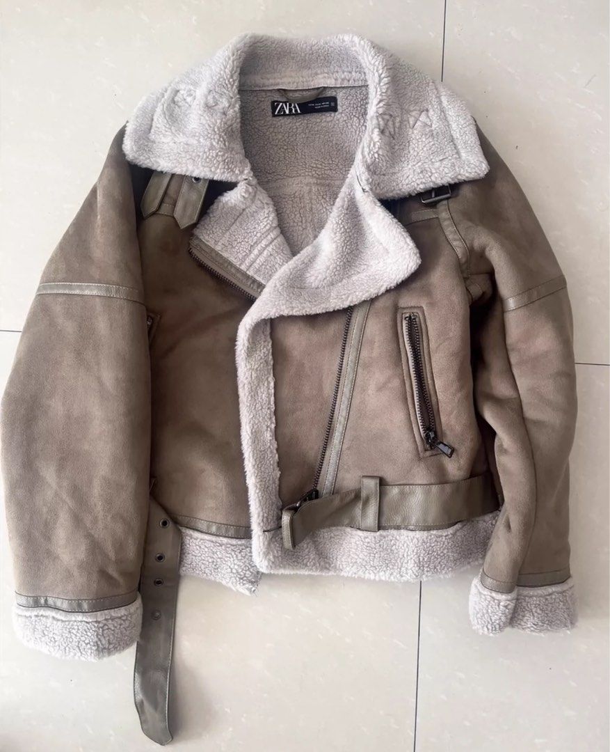 ZARA Suede Winter Biker Jacket Women s Fashion Coats Jackets and Outerwear on Carousell
