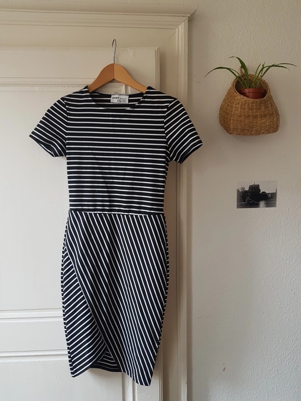 Zara black and white striped dress sale