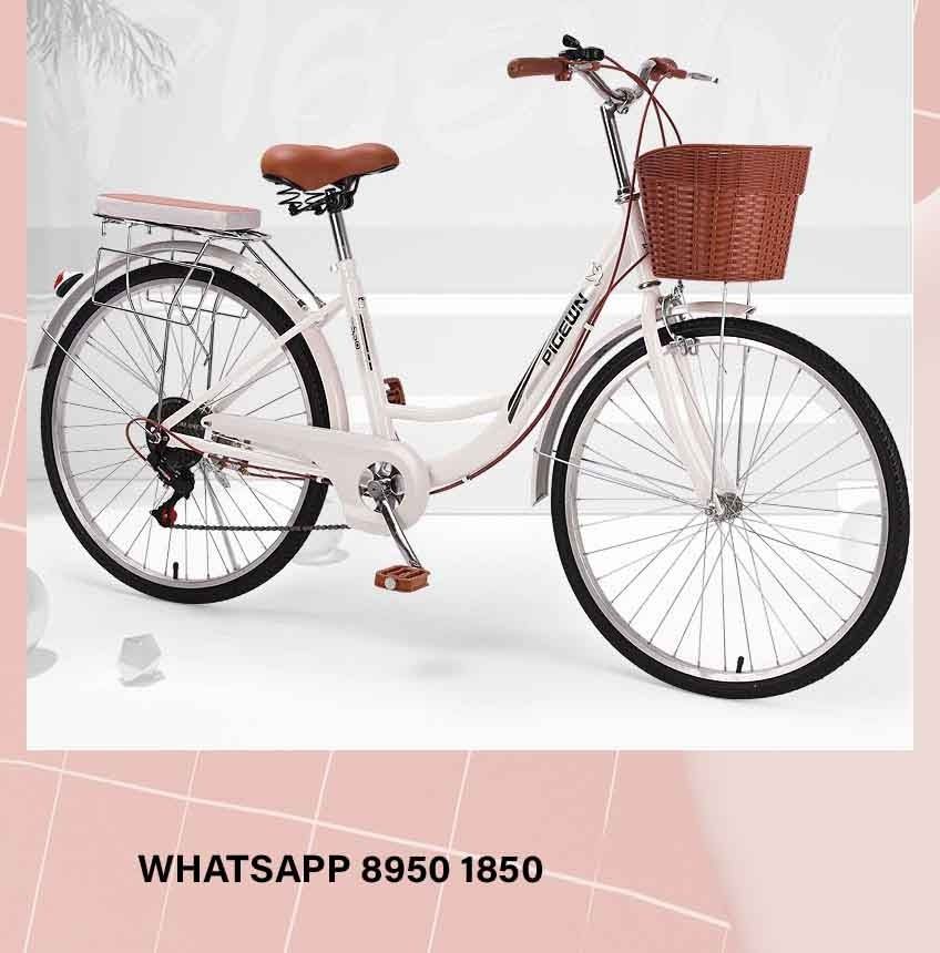 26 inch 6 Speed White Pigewn Lady Bike Women Bike City adult male commuter retro bicycle kid inch adult 24 27.5 16 lady mesh food delivery thermal