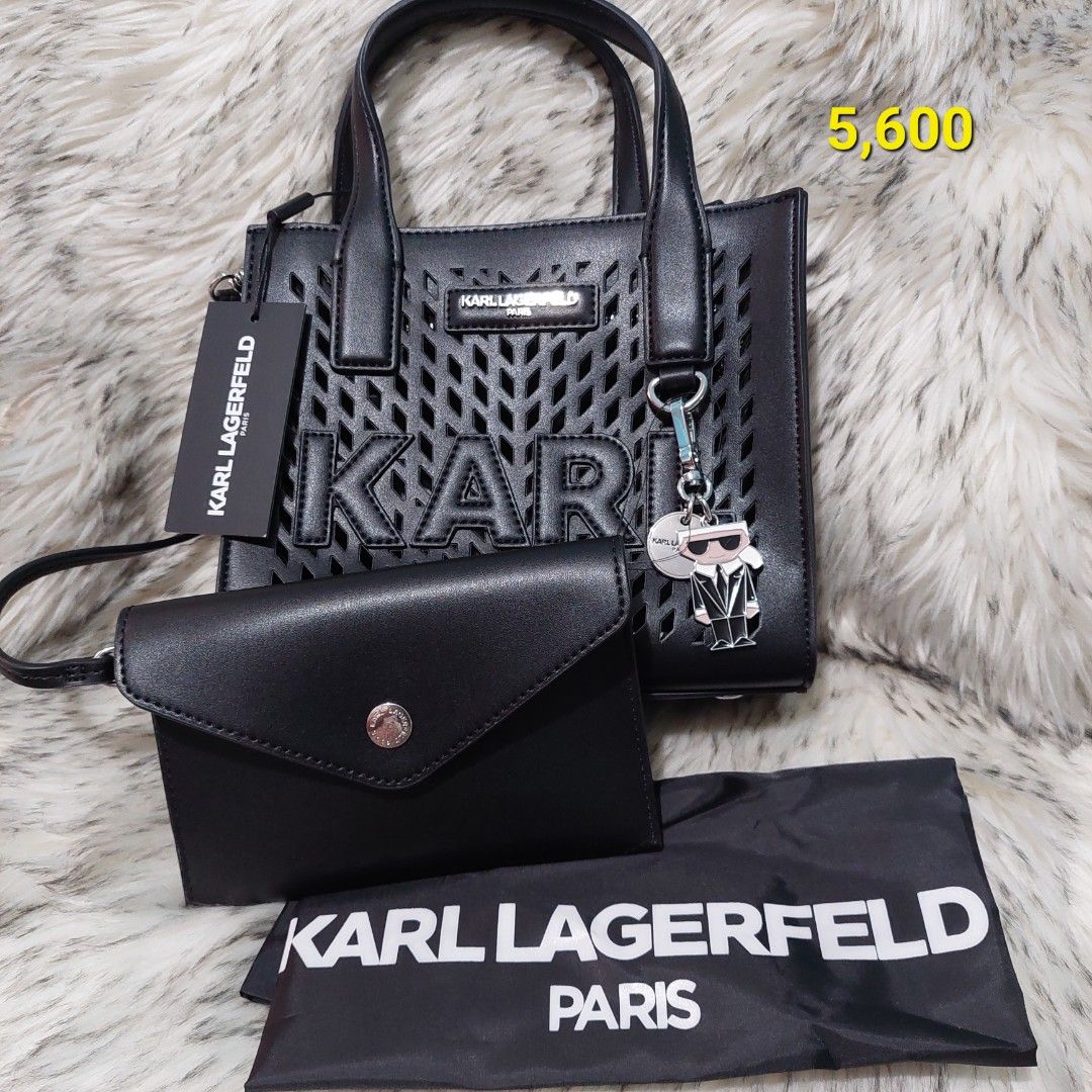 Authentic Karl Lagerfeld Nouveau Small Tote (Category: Cross-body Bags) located in Pasig City. Submitted by carou12431 (Listing ID 1305459561, Image 1). Description: On hand ‼️ Authentic Karl Lagerfeld Nouveau Small Tote 📍 From P7,000 to P5,600.00 only 📍 Inclusion: small pouch, keychain and dust bag and sling 🛵 Delivery via LBC or Lalamove 💵 Payment via Gcash Disclaimer: we are not affiliated with any brands posted on this account. Copyright 