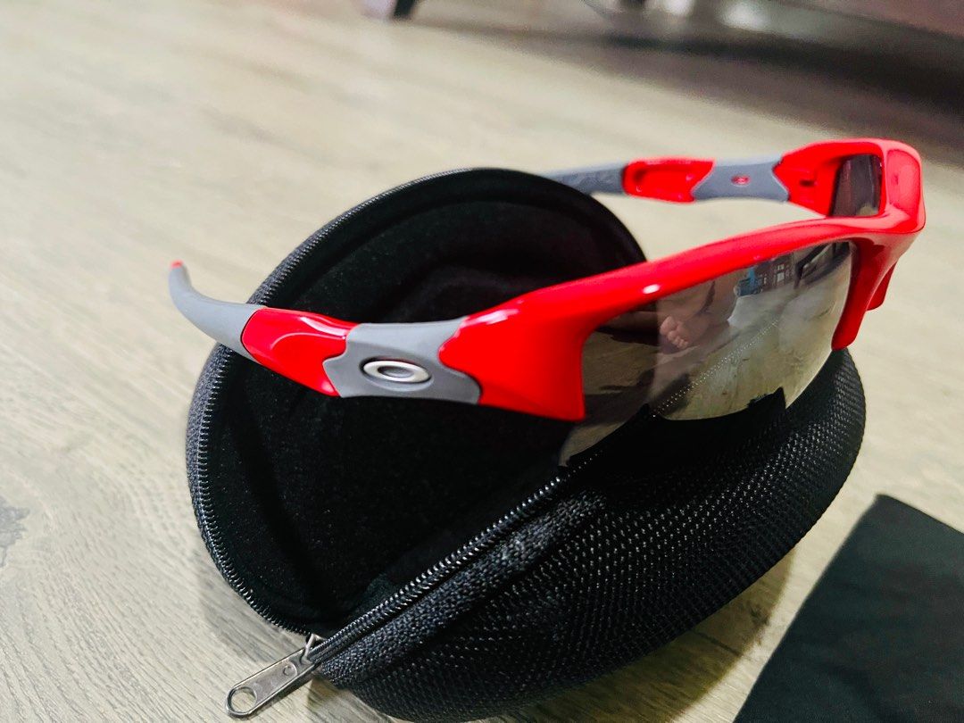Special X mas Sale Authentic Oakley Flak Jacket XLJ Red Sunglasses Men s Fashion Watches Accessories Sunglasses Eyewear on Carousell