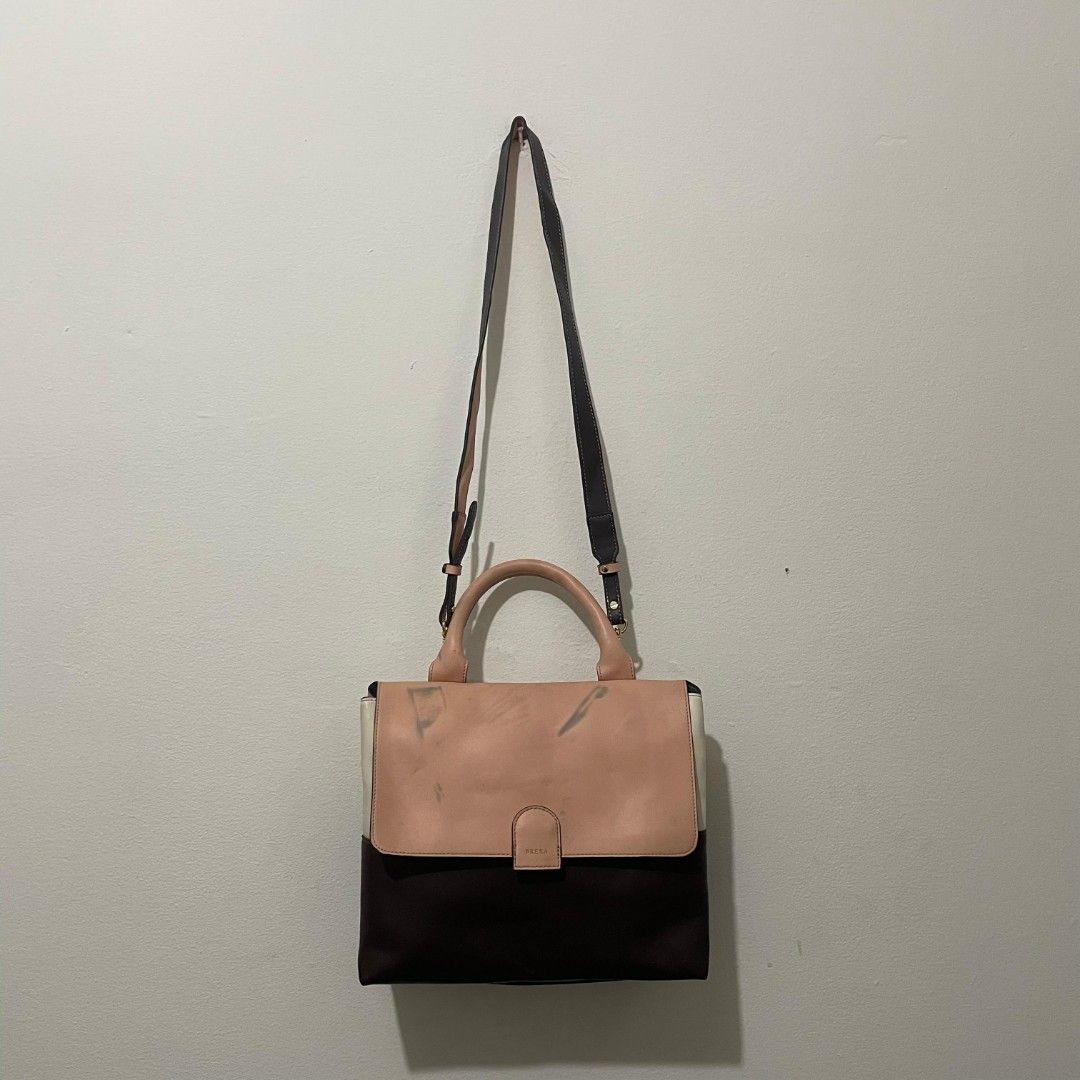 Brera Sling Bag Beige Leather Mini Crossbody Bag With Pockets