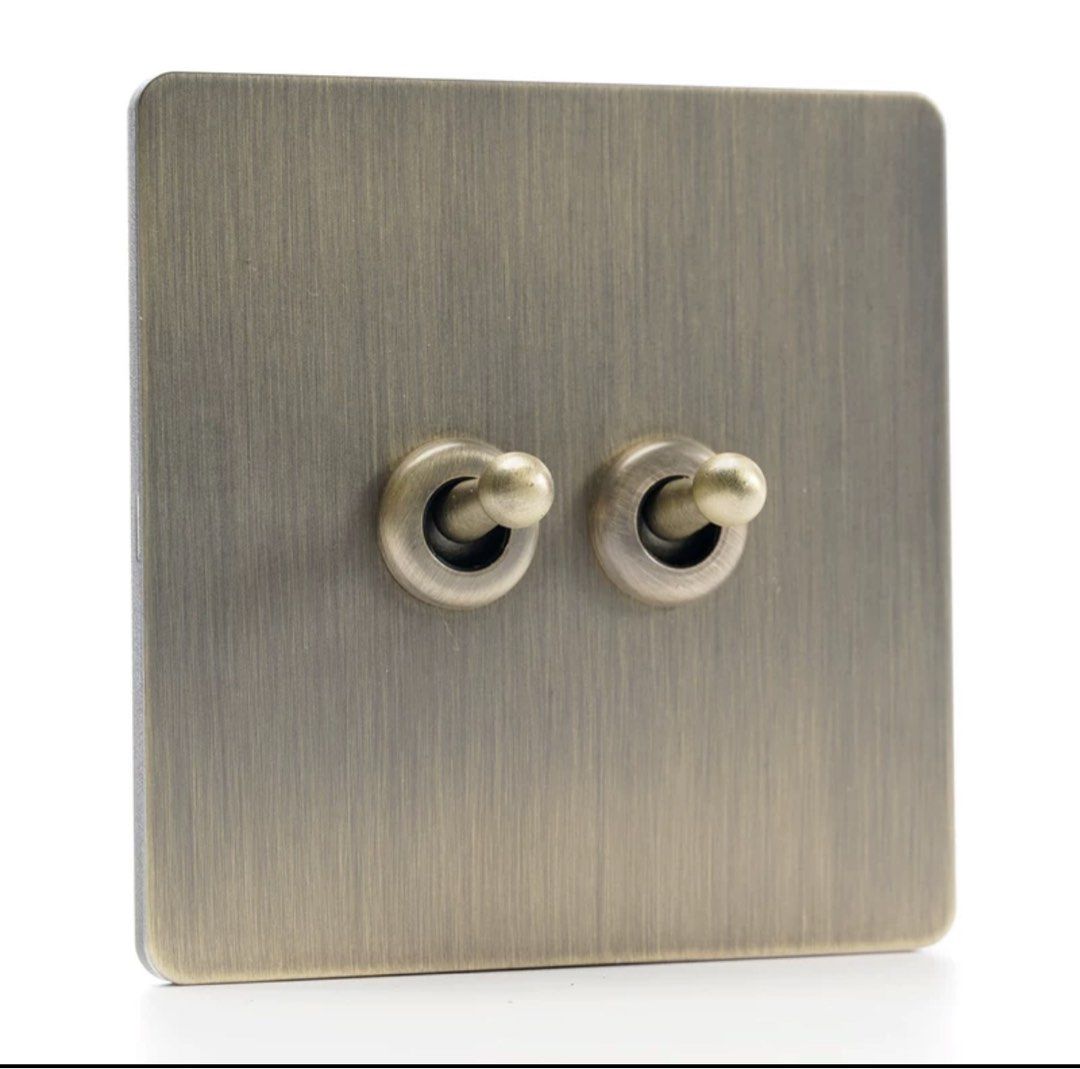 Bronze toggle switch (Category: Electrical, Adaptors & Sockets) located in Singapore. Submitted by _rnt_ (Listing ID 1325258255, Image 2). Description: 3 pcs of double ($5each) 1 pc of four ($8) .