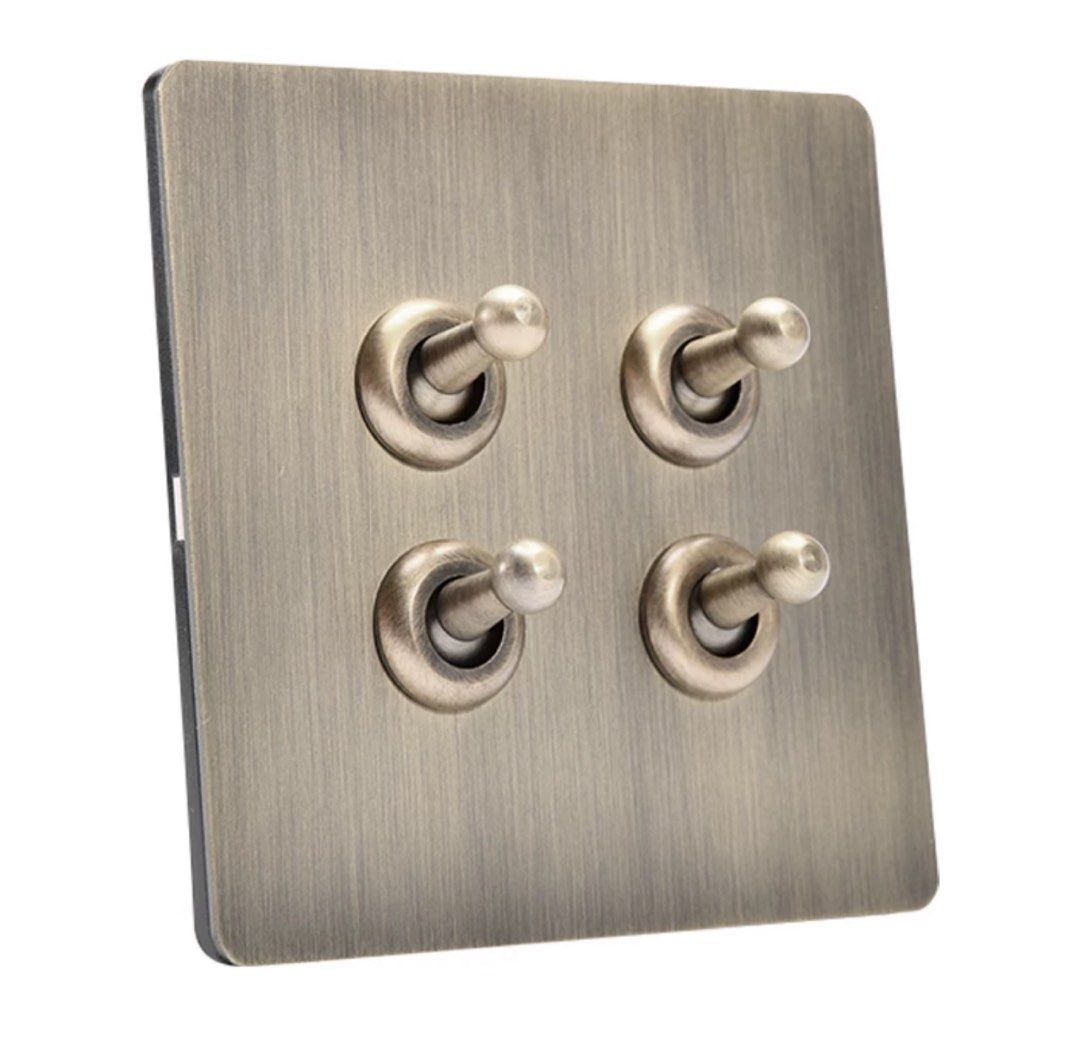 Bronze toggle switch (Category: Electrical, Adaptors & Sockets) located in Singapore. Submitted by _rnt_ (Listing ID 1325258255, Image 1). Description: 3 pcs of double ($5each) 1 pc of four ($8) .