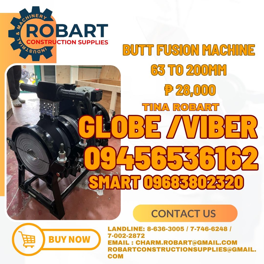 Butt Fusion Machine up to 200mm (Category: Construction Tools & Equipment) located in Manila. Submitted by tina.sales (Listing ID 1325163260, Image 1). Description: Butt Fusion Machine up to 200mm 𝑹𝑶𝑩𝑨𝑹𝑻 𝑪𝑶𝑵𝑺𝑻𝑹𝑼𝑪𝑻𝑰𝑶𝑵 𝑺𝑼𝑷𝑷𝑳𝑰𝑬𝑺 𝑶𝒇𝒇𝒊𝒄𝒆 𝑨𝒅𝒅𝒓𝒆𝒔𝒔: 𝟏𝟒𝟎𝟓 𝒀𝒖𝒔𝒆𝒄𝒐 𝑺𝒕. 𝑺𝒕𝒂 𝑪𝒓𝒖𝒛 𝑴𝒂𝒏𝒊𝒍𝒂 𝑺𝑬𝑵𝑫 𝑼𝑺 𝑴𝑬𝑺𝑺𝑨𝑮𝑬 𝑭𝑶𝑹 𝑰𝑵𝑸𝑼𝑰𝑹𝑰𝑬𝑺 ‼️ ‼️ 𝑮𝒍𝒃𝒆 - (𝟢𝟫𝟒𝟓-𝟔𝟓𝟑-𝟔𝟏𝟔𝟐) 𝑻.𝑴. - (𝟢�