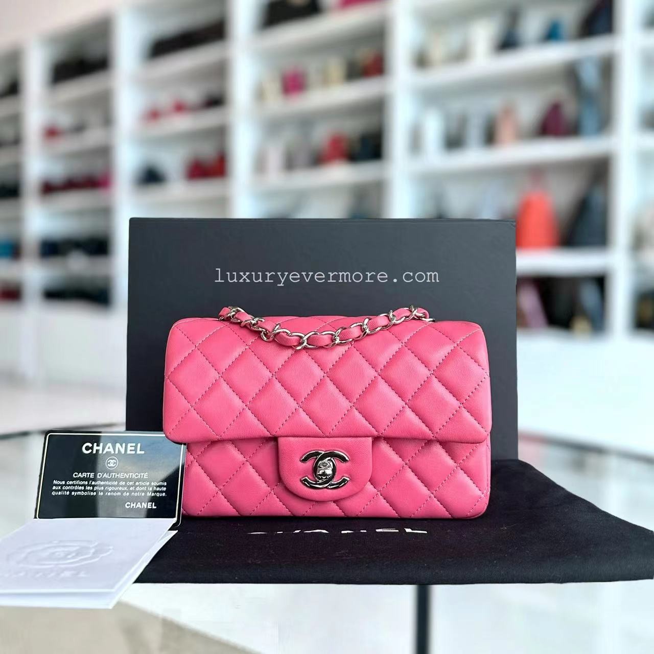Chanel Mini Rectangle Pink Quilted Lambskin Classic Flap Bag with Silver Hardware Series 28 Luxury Bags Wallets on Carousell