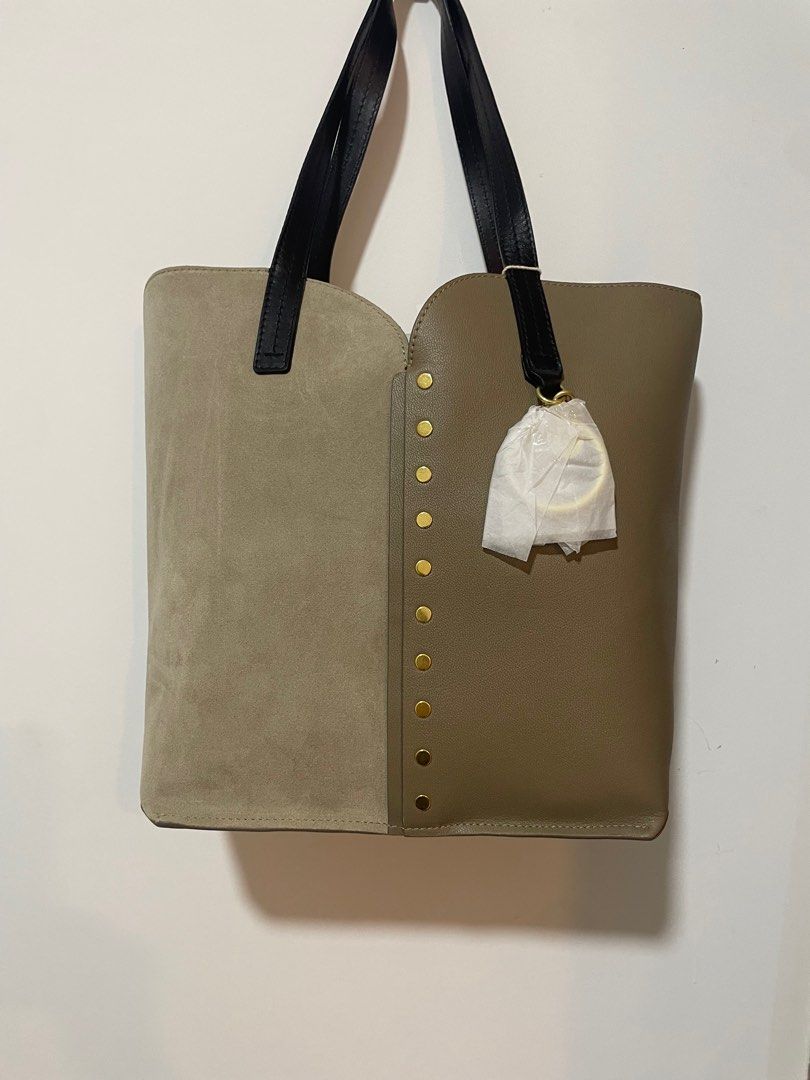 Chloe See By Chloe Gaia Color Block Suede Textured Leather Tote Beige Luxury Bags Wallets on Carousell