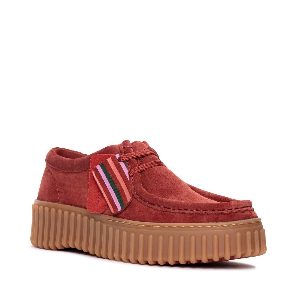 Clarks Authentic Torhill Bee Chestnut Suede Maple Red Loafers Shoes Women Fashion Trend Style Covered Shoes Smart Casual Formal Brand New