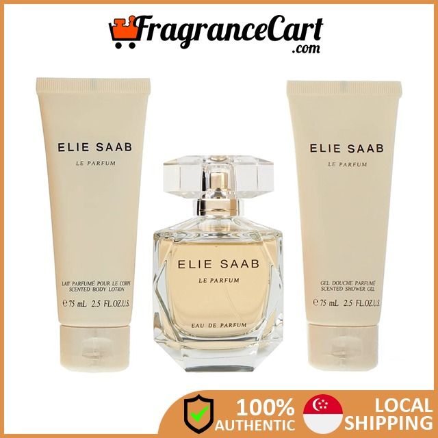 Elie Saab Le Parfum Pcs Gift Set for Women (90ml EDP 75ml Body
