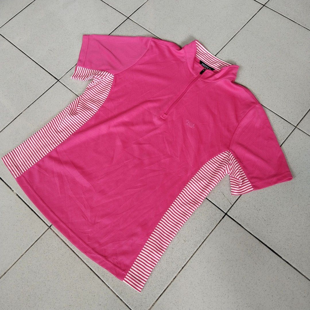 Freex Sport Half Zipper Running Tshirt Magenta size M Olah Raga Baju Olahraga di Carousell