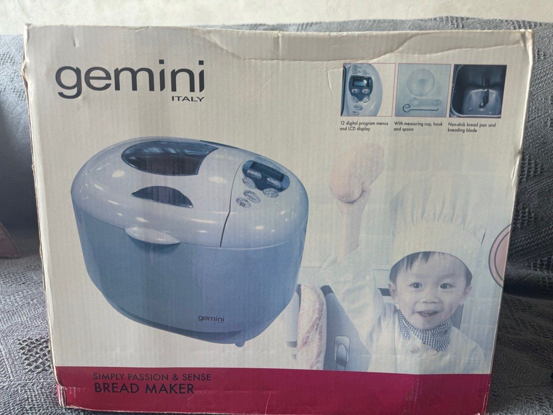 Gemini Bread Maker （分類：麵包機）位於 Hong Kong。 由 snowball13913 提交（商品編號 1325154902，圖片 1）。簡介： Made in Italy. Bread new with unopened box. 。