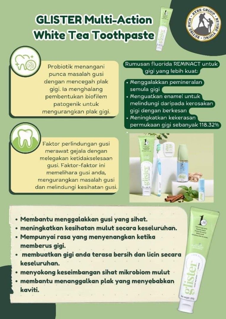 GLISTER Multi-Action White Tea Toothpaste - 200g, Beauty & Personal ...