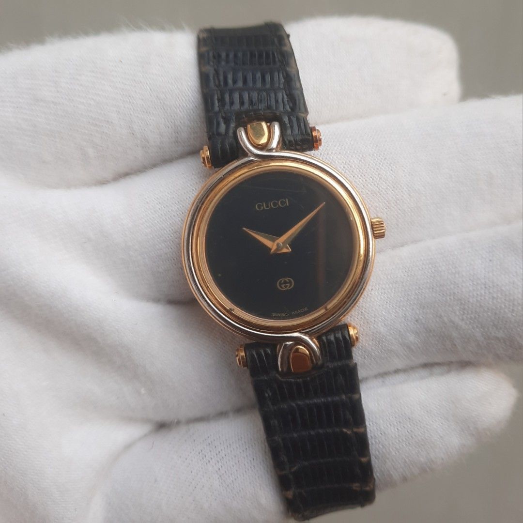Jam Gucci 4500L Gold Vintage Swiss, Fesyen Wanita, Jam Tangan di