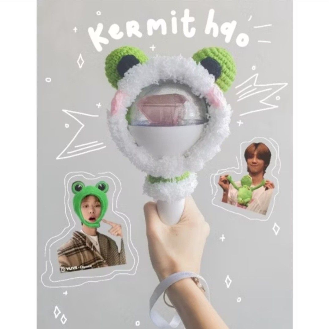 Kermit Hao Carat Bong Lightstick Cover (Category: Handmade Craft) located in Manila. Submitted by jenkto (Listing ID 1325271692, Image 1). Description: Dress up your precious light sticks with these customizable crochet hoodies! Handmade using high quality milk cotton yarn. These ultra soft hoodies will protect your light sticks from scratches. Chat me up if you want it in diff colors or designs! inst@gr@m: crochetlatte.