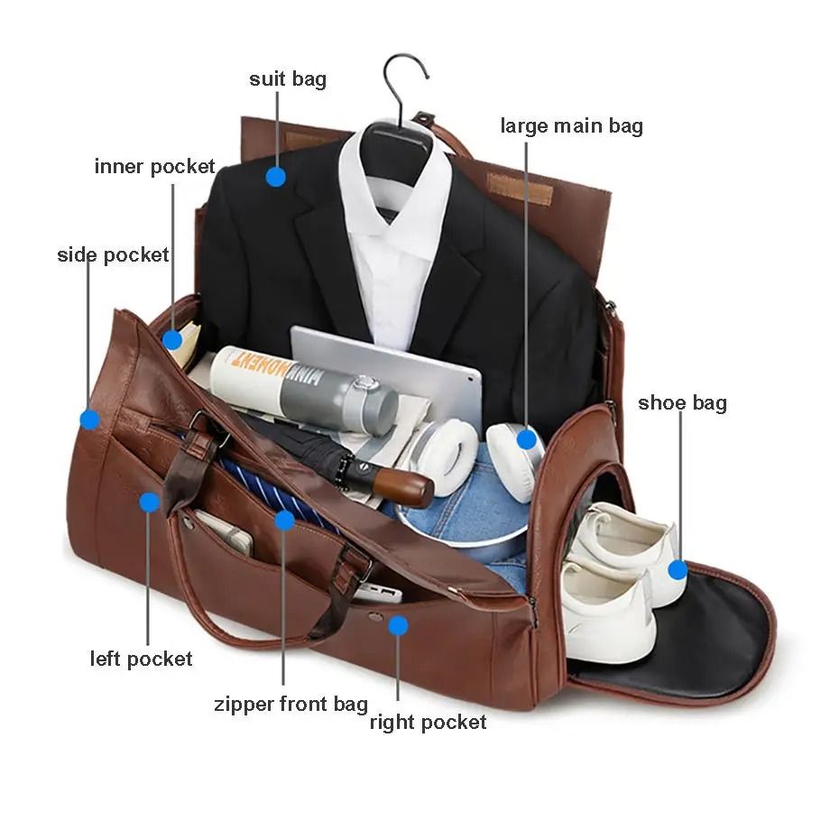 Leather Foldable Duffle Bag Suit Travel Bag Waterproof Extra Large Weekend Bag Portable Flight Bag with Shoe for Men Women Carousell