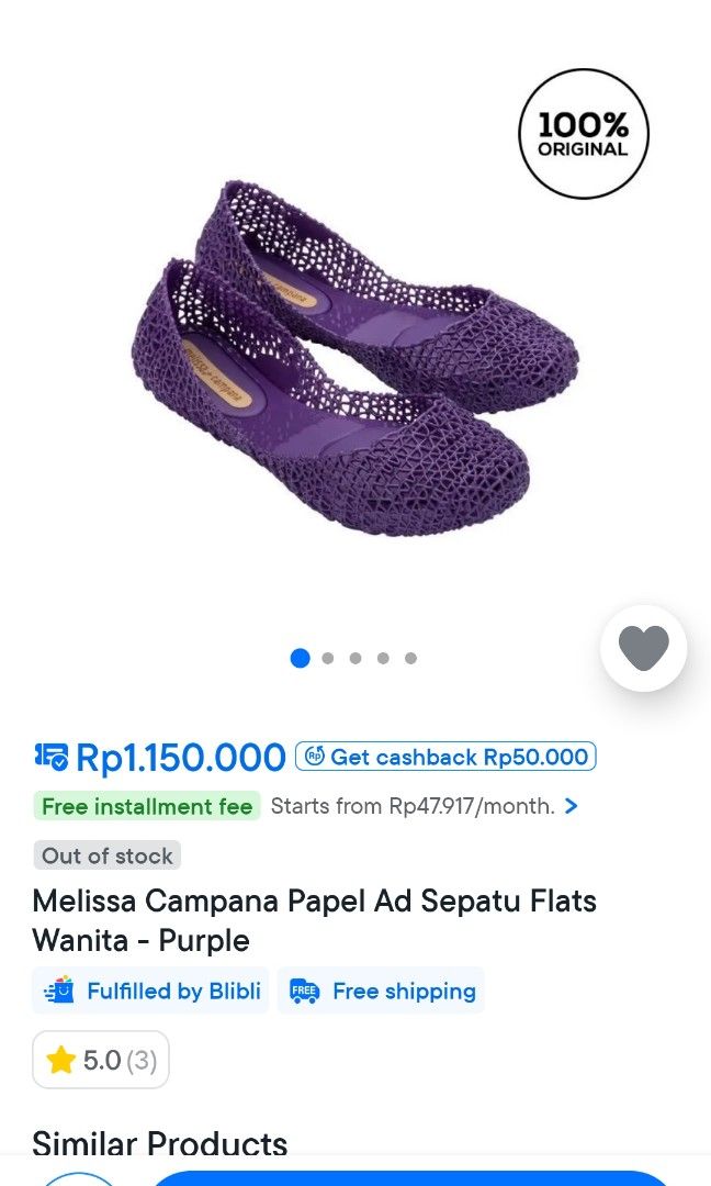 Melissa Campana Papel Ad sepatu flats wanita purple