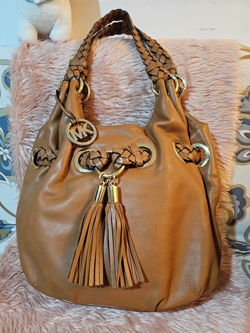 Palugi sale Michael Kors Braided Grommet Large Satchel Shoulder Tote Leather