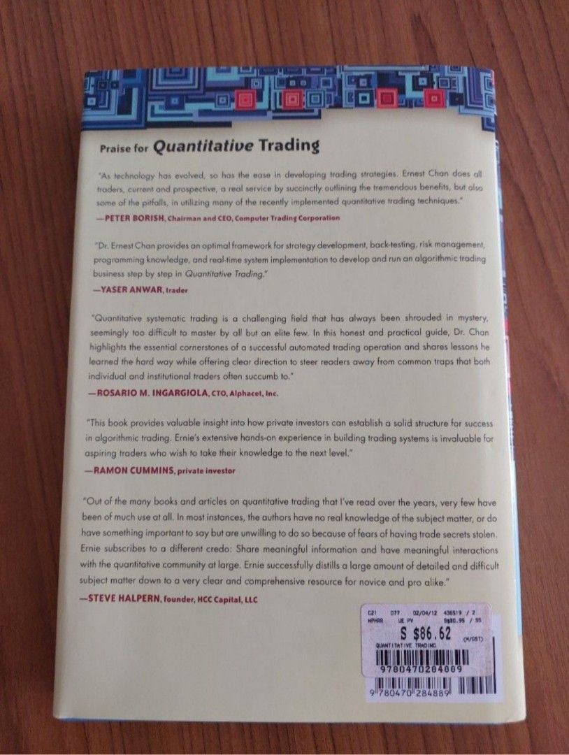 Quantitative Trading - Ernest P. Chan, Hobbies & Toys, Books & Magazines,  Fiction & Non-Fiction on Carousell