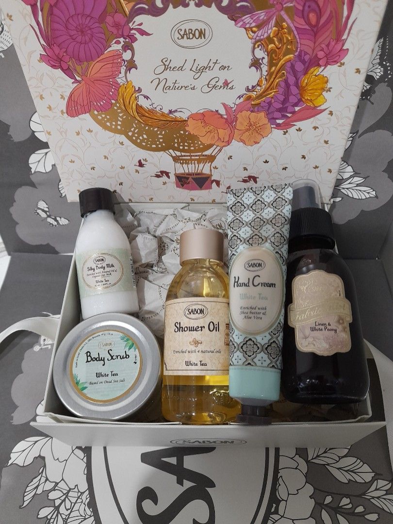 Sabon White Tea Gift Set 全新白茶清韻禮盒套裝連紙袋, 美容