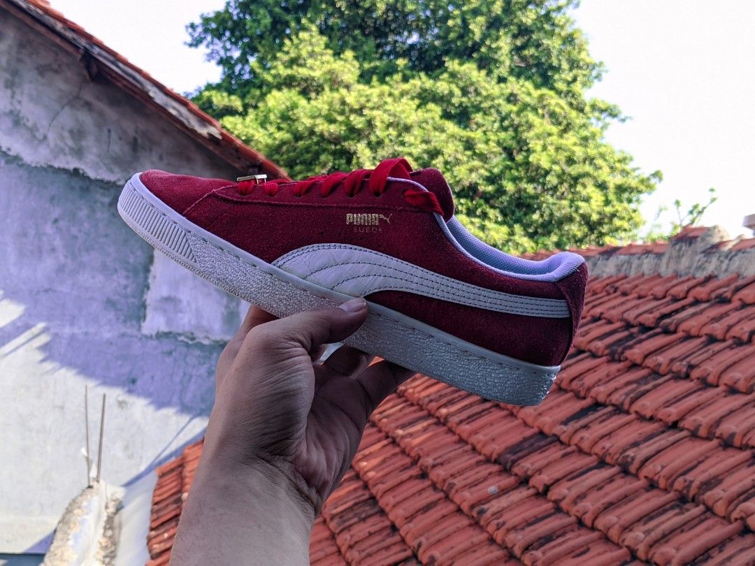 Sepatu Puma Suede Clasic Maroon Original, Fesyen Pria, Sepatu