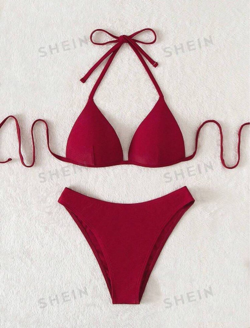 SHEIN Push up bikini set Burgundy Women s Fashion Swimwear Bikinis Swimsuits on Carousell