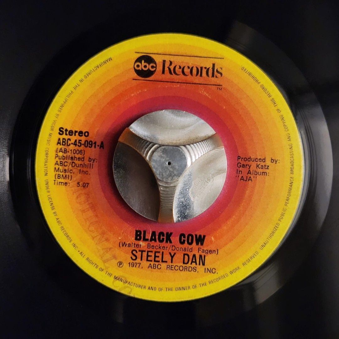 Steely Dan - Black Cow / Home at Last (Category: Vinyls) located in Caloocan City. Submitted by Secondhand_Sureshots (Listing ID 1325189081, Image 1). Description: Steely Dan - Black Cow / Home at Last Label VG+ Media VG+ Php 850 Domestic pressing AOR with Promotional stamp #steelydan #blackcow #aor #softrock #yacthrock #45rpm #7inchvinyl #philippinepressing #vinyljunkie #recordsforsale.
