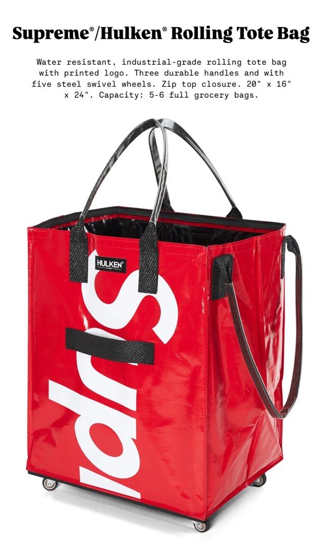 Supreme/Hulken Rolling Tote Bag, Men's Fashion, Watches