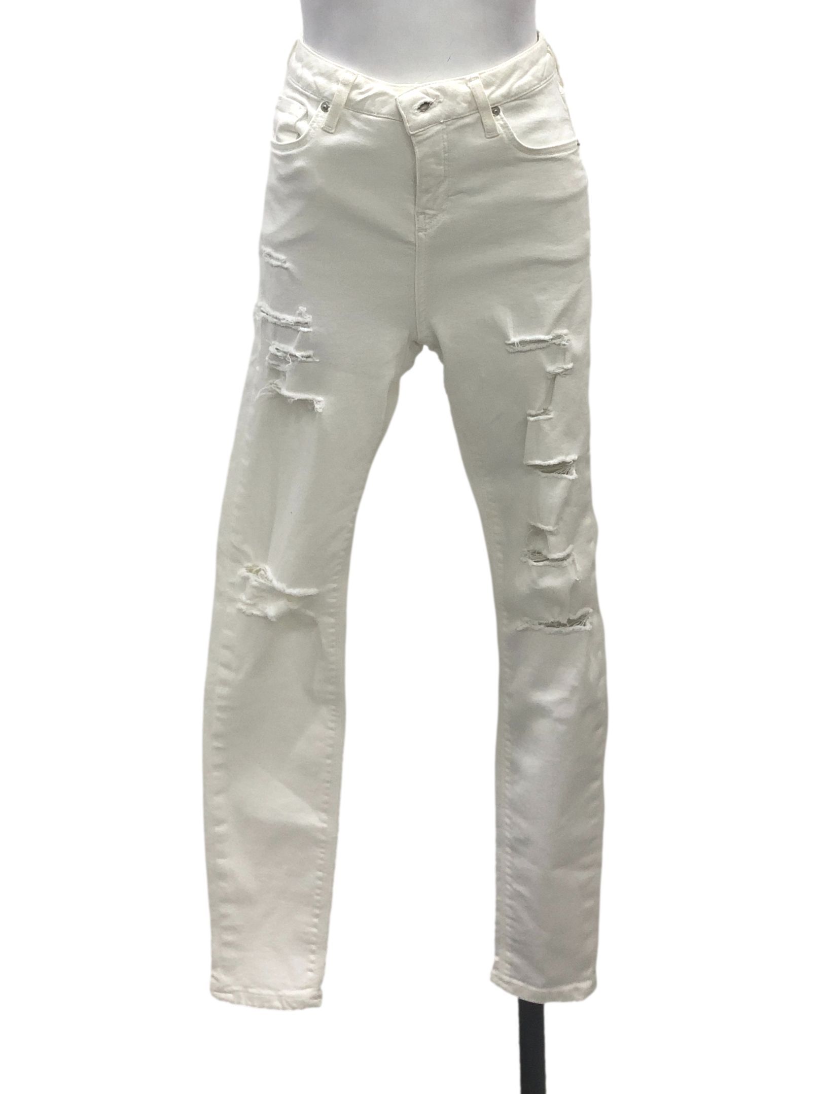 White ripped jeans topshop top