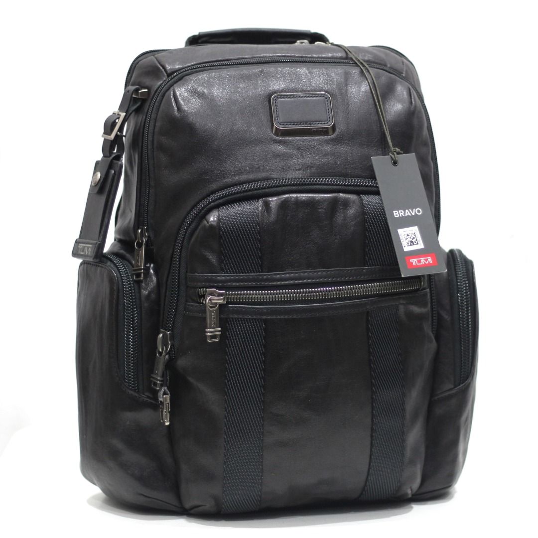 Tumi 932681DL Alpha Bravo Nellis Black Leather Backpack 17 laptop bag 15 pilot flight bag banker brief Men s Fashion Bags Backpacks on Carousell