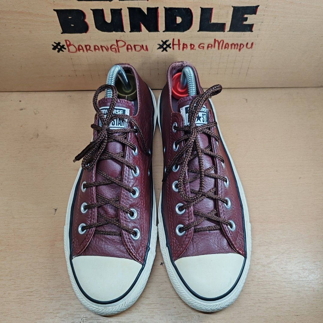UKBundle 8UK 8.5UK 26.5CM Converse Chuck Taylor All Star Ox Leather Maroon Men s Fashion Footwear Sneakers on Carousell