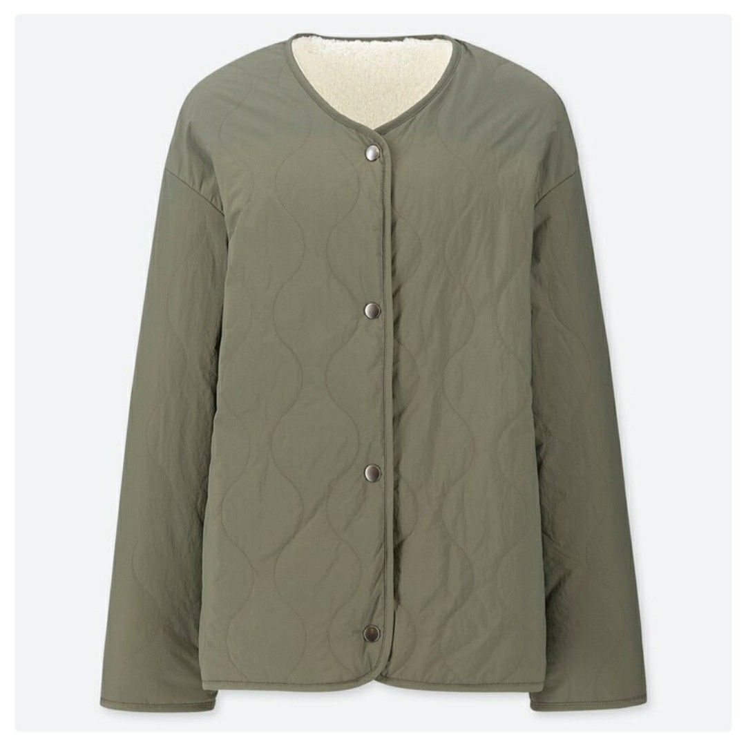 Uniqlo pile lined fleece quilted reversible jacket top