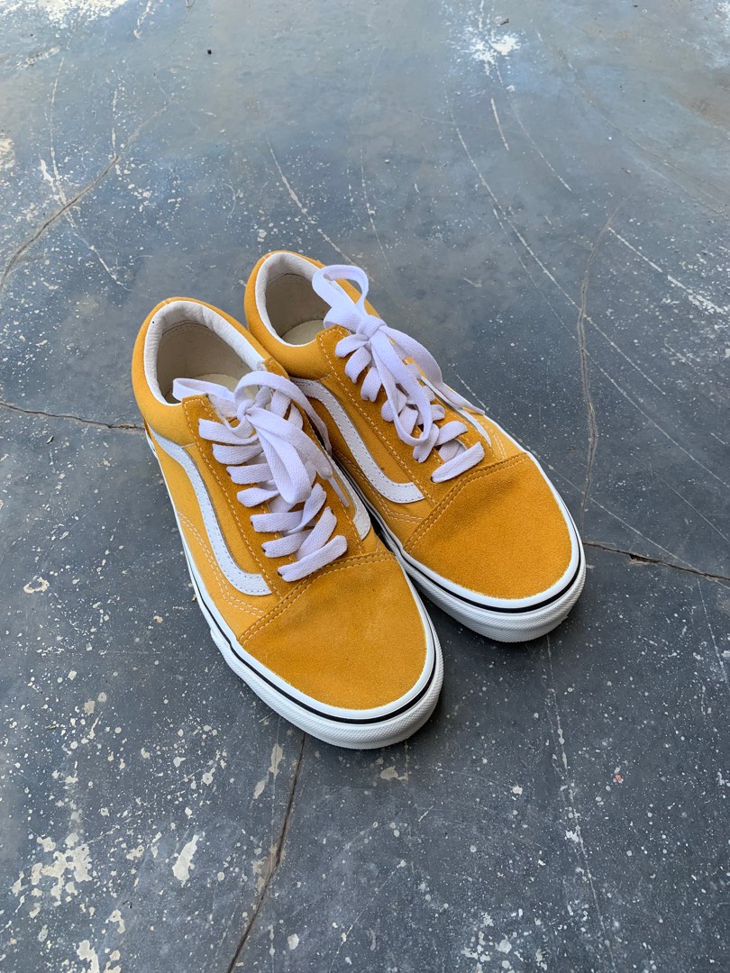 Yellow old skool vans kids cheap