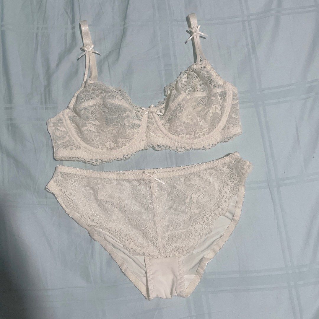 Branded Bra Panty Set White Translucent Bra Panty Set, Women's