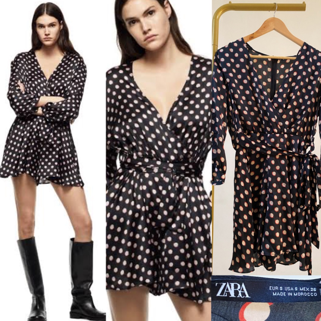 Zara Satin Polka Dot Playsuit Romper NWOT Women s Fashion Dresses Sets Rompers on Carousell